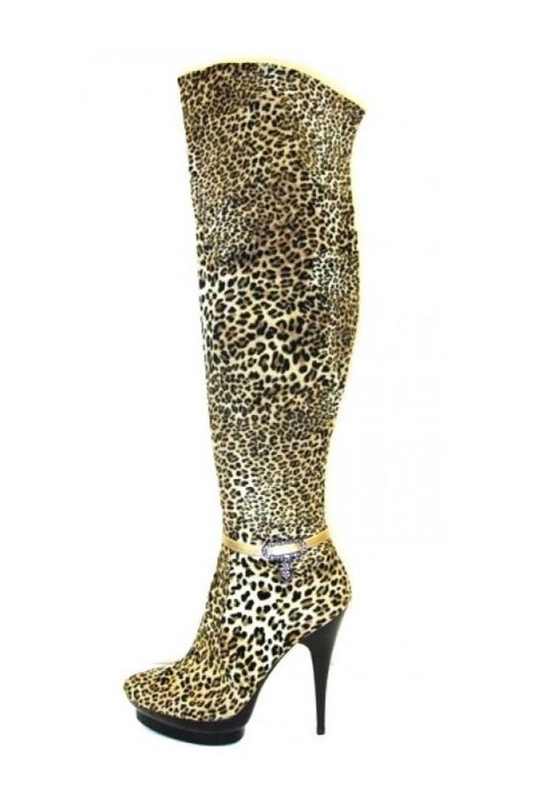 plateau suede knee boot leopard