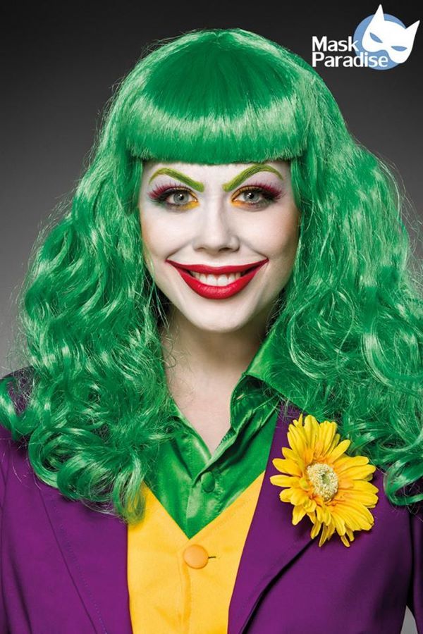 Carnival Wig Lady Joker Metallic Green