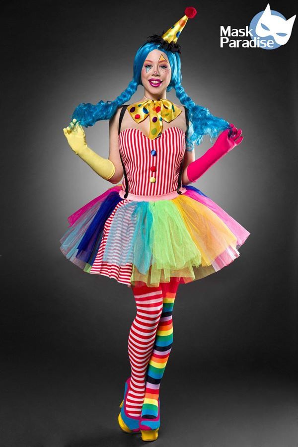 Carnival Costume Set Clown Girl Multicolour