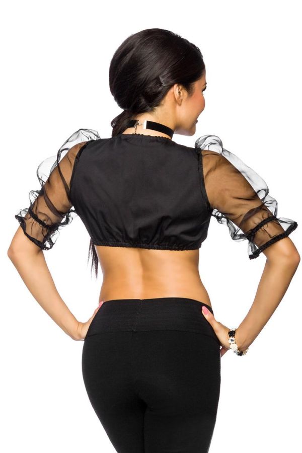 bolero with buttons short sleeves from tulle black