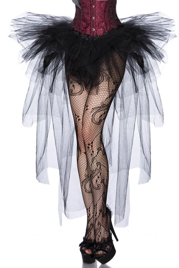 tutu skirt from tulle decorated with roses short front and long back black