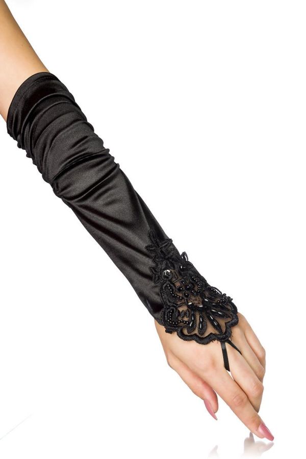 AT1512341 GLOVES LONG LACE STRASS BLACK