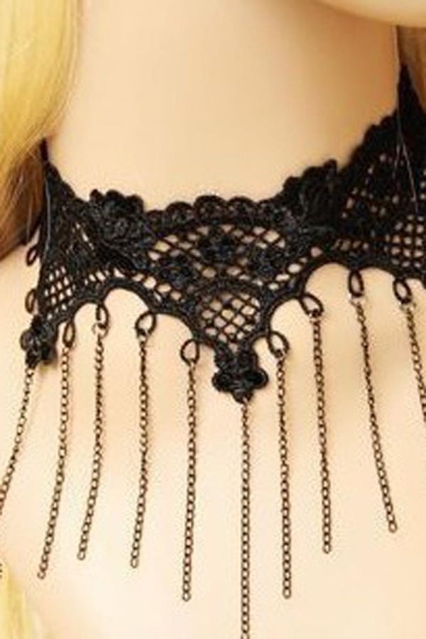 NECKLACE GOTHIC LACE BLACK AT1512734