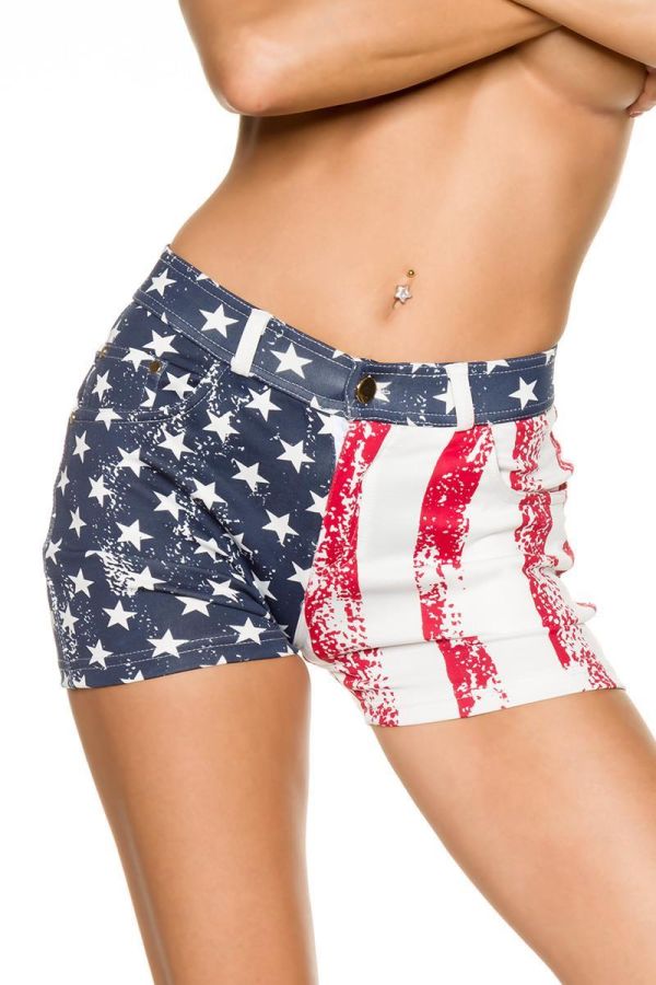 shorts with print stripes and stars at flag design multi colour