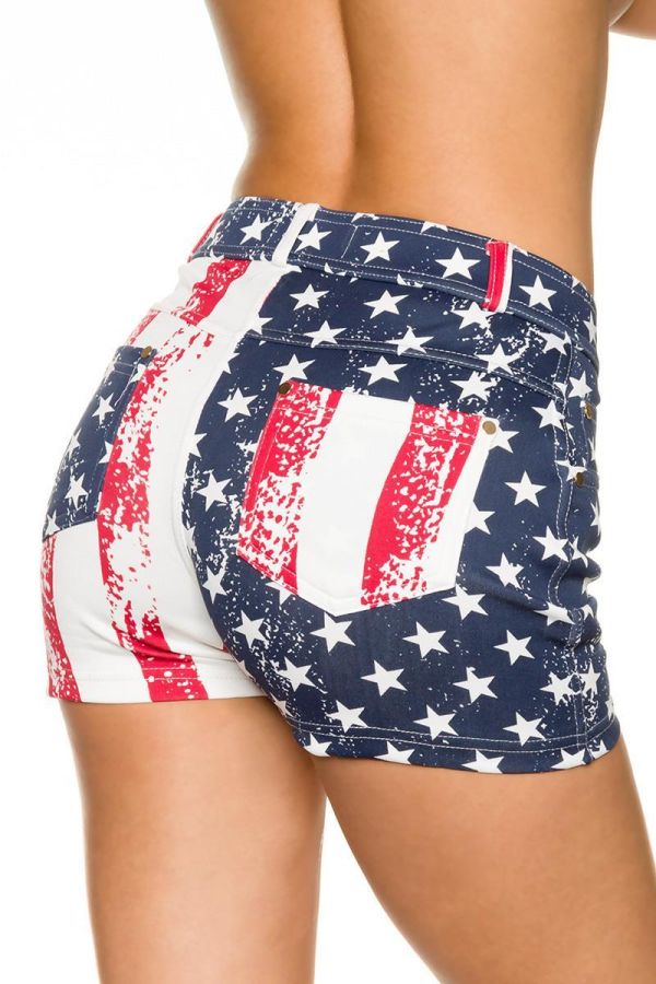 shorts with print stripes and stars at flag design multi colour