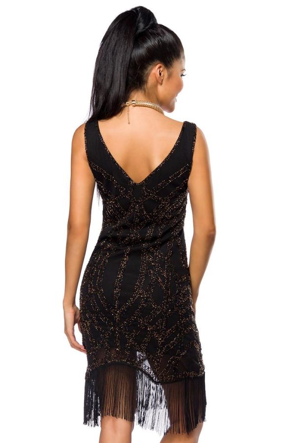 Φόρεμα Κοκτέιλ Κρόσσια Χάντρες Μαύρο AT1513971