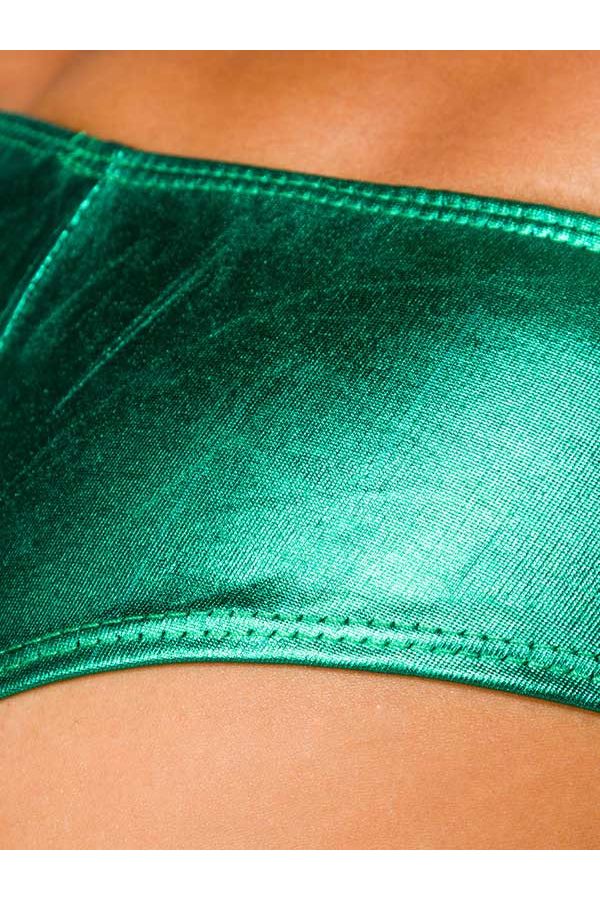 panty lingerie hot wet look metallic green