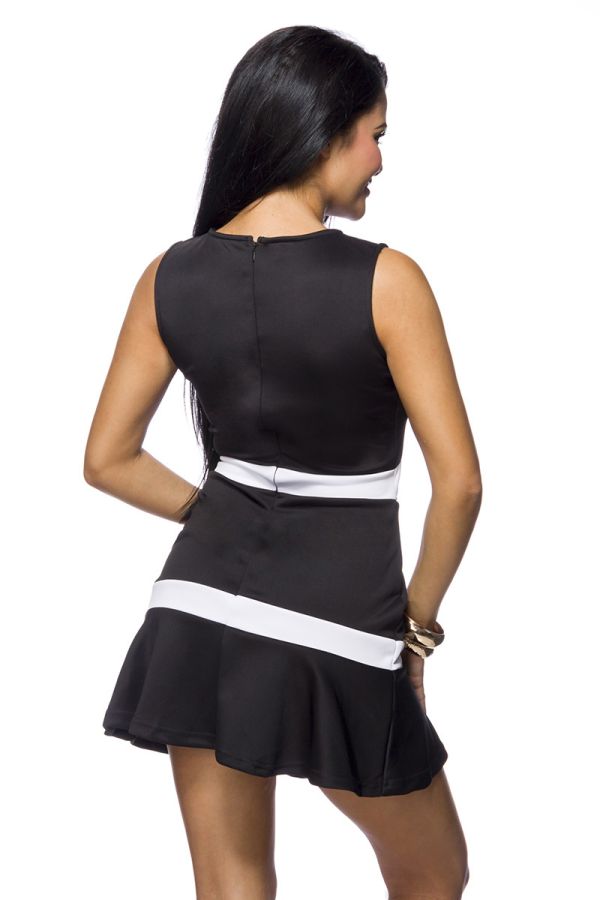 Φόρεμα Μίνι Αμάνικο Κλος Μαύρο Άσπρο AT1514222