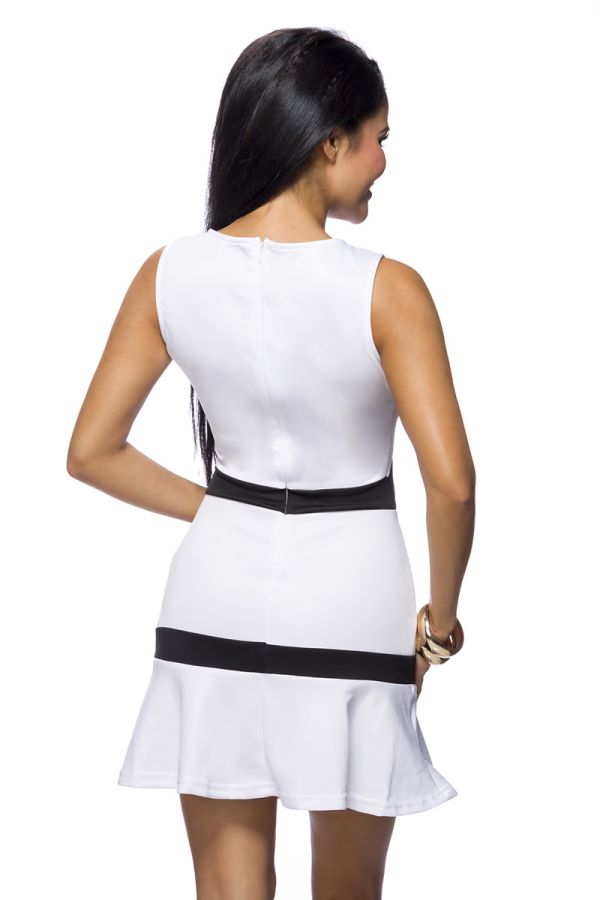 Φόρεμα Μίνι Αμάνικο Κλος Άσπρο Μαύρο AT1514222