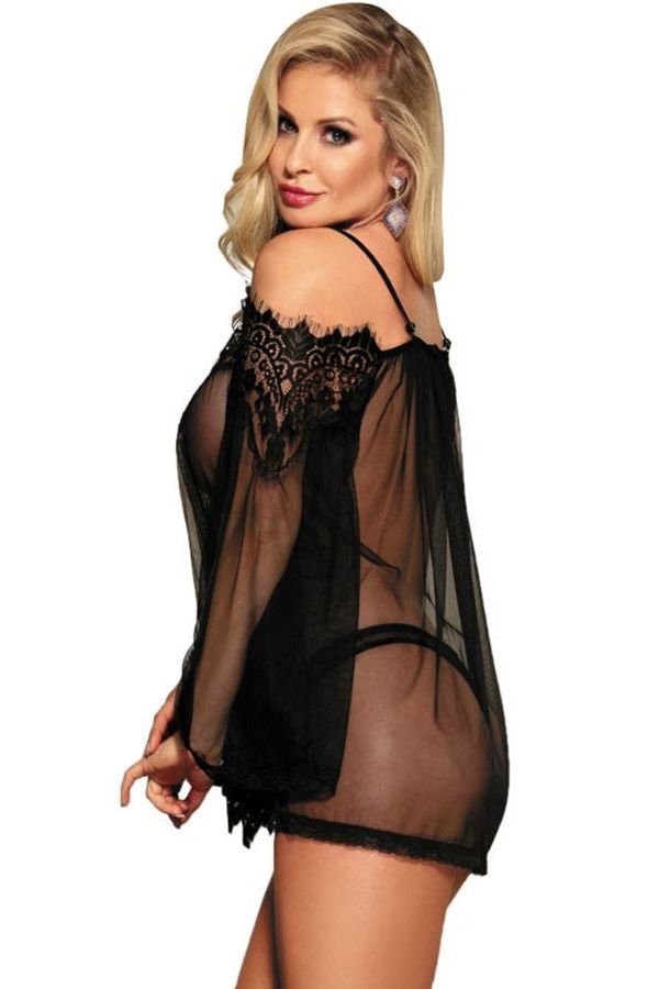 BABYDOLL SEXY TRANSPARENCY LACE BLACK DRED220635