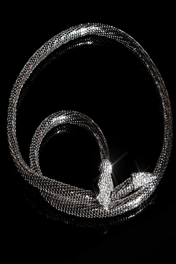 Bracelet Necklace Belt Snake Strass Silver ISDG01233
