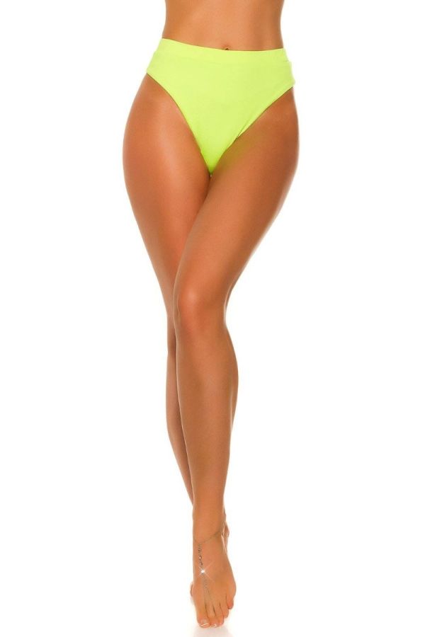 Brazilian Bikini Bottom High Waist Neon Yellow ISDH20244