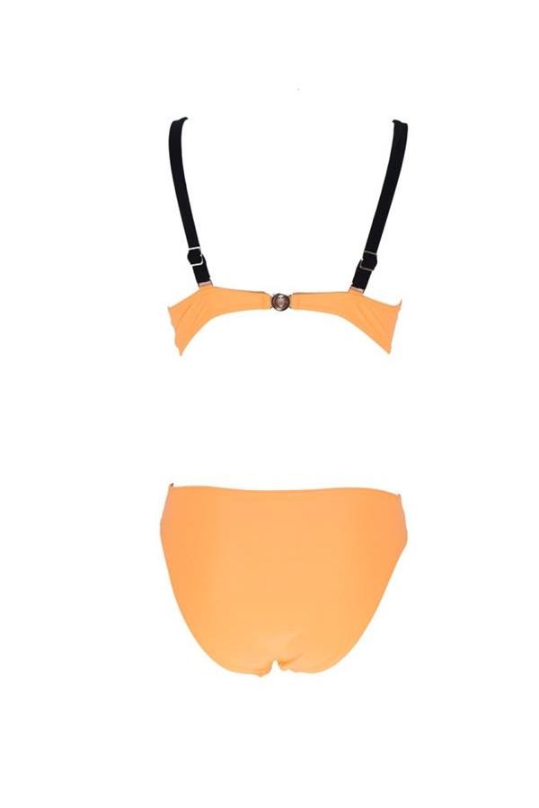 bikini swimwear with padding adjustable clip and black straps orange