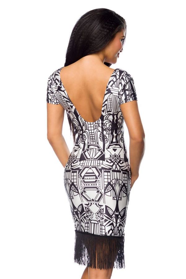 Φόρεμα Τσάρλεστον Κρόσσια Άσπρο Μαύρο AT1514146