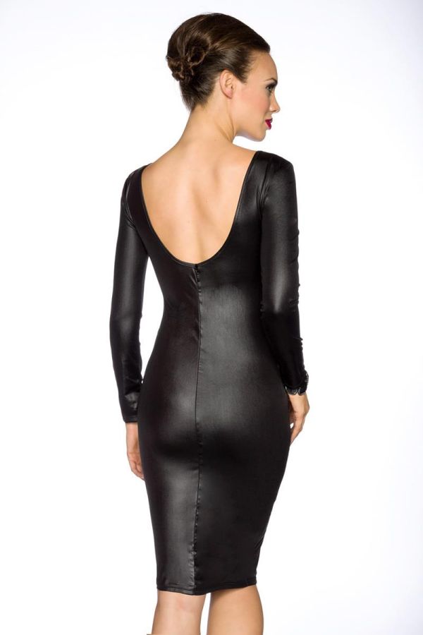 Φόρεμα Σέξι Διαφάνειες Wetlook Μαύρο AT1513678