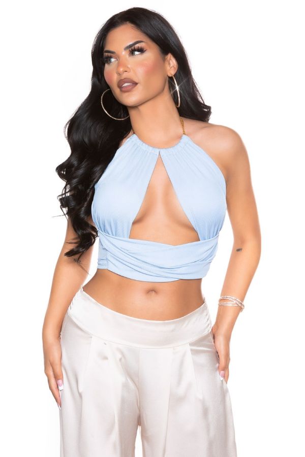 crop top sexy chain baby blue.