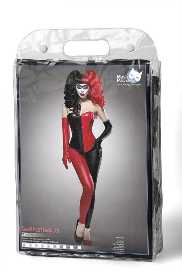 Carnival Costume Bad Harlequin Black Red