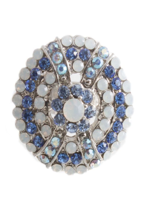 RING BLUE WHITE STONES SILVER A014