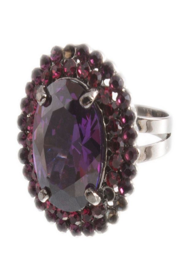RING OVAL PURPLE STONE SILVER CR38390