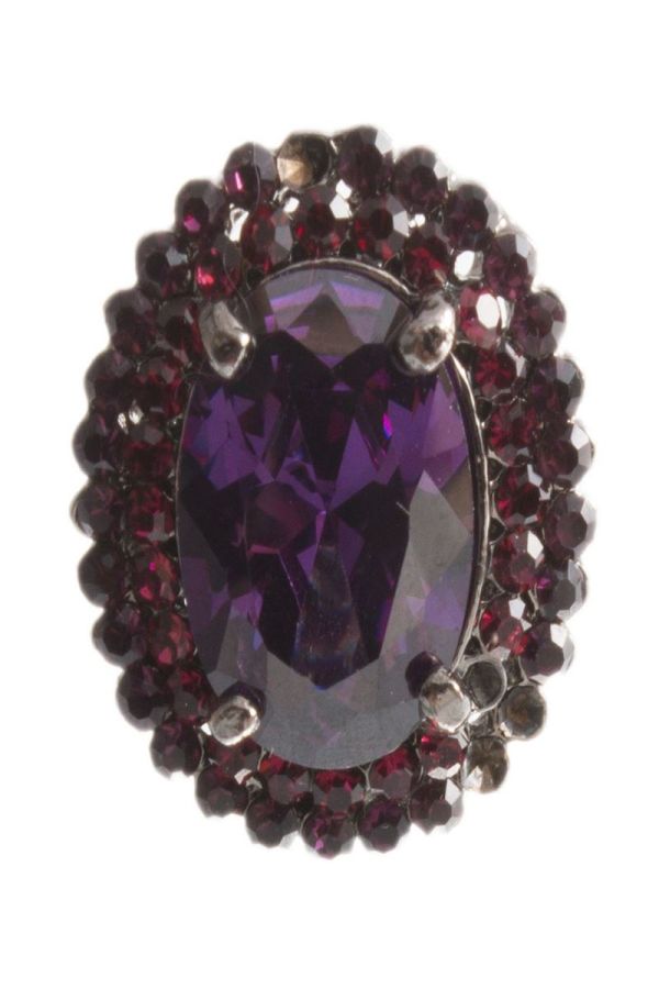 RING OVAL PURPLE STONE SILVER CR38390