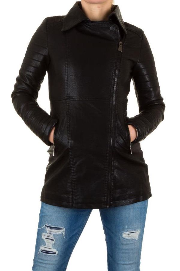 jacket long leatherette black.
