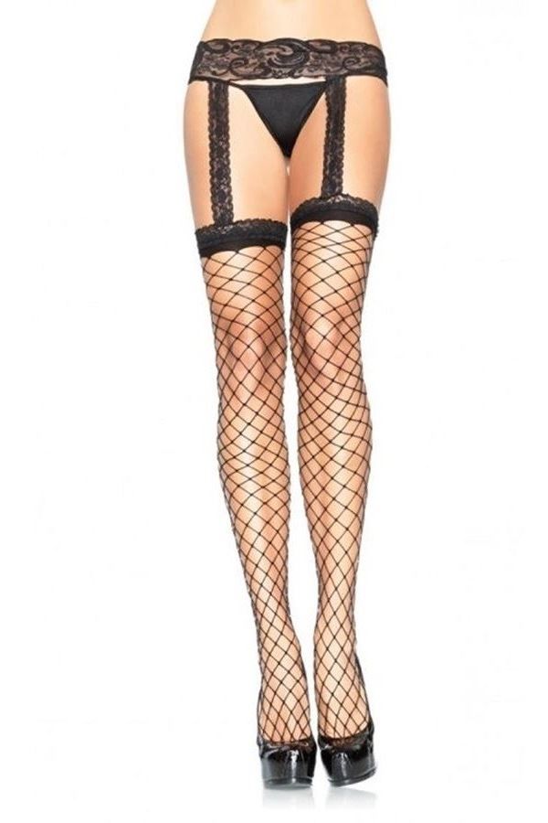 stockings sexy net garter belt black.