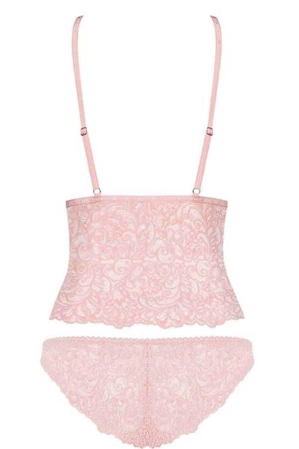 lingerie set top panties lace pink.