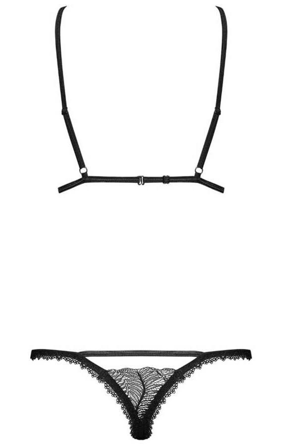 lingerie set bra open string black.