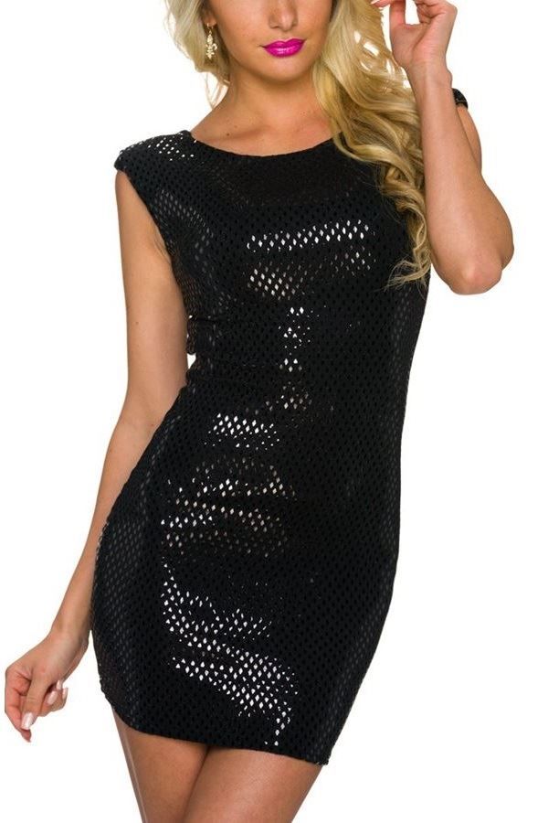Φόρεμα Αμάνικο Παγιέτες Μαύρο Q2023286