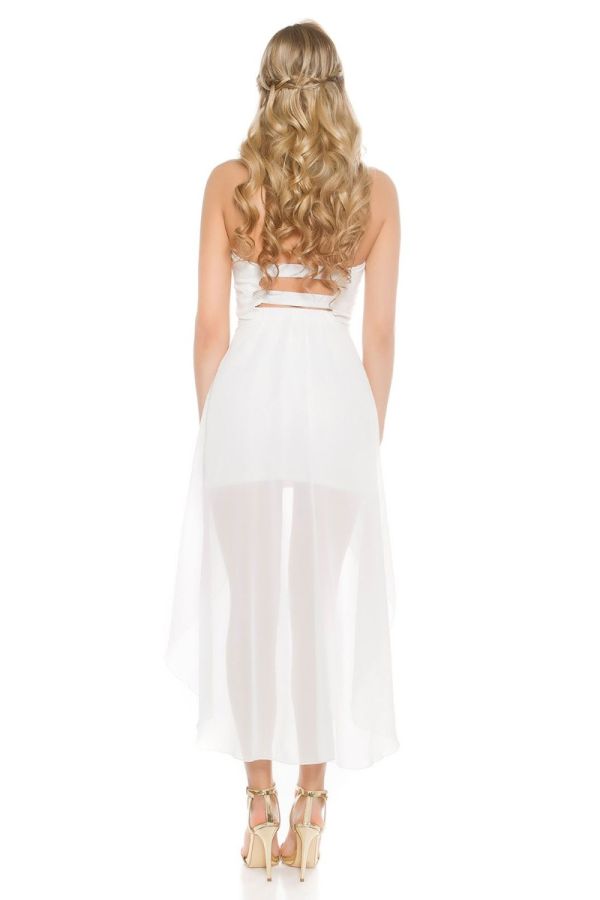 Φόρεμα Κοντό Στράπλες Άσπρο ISDIN501496