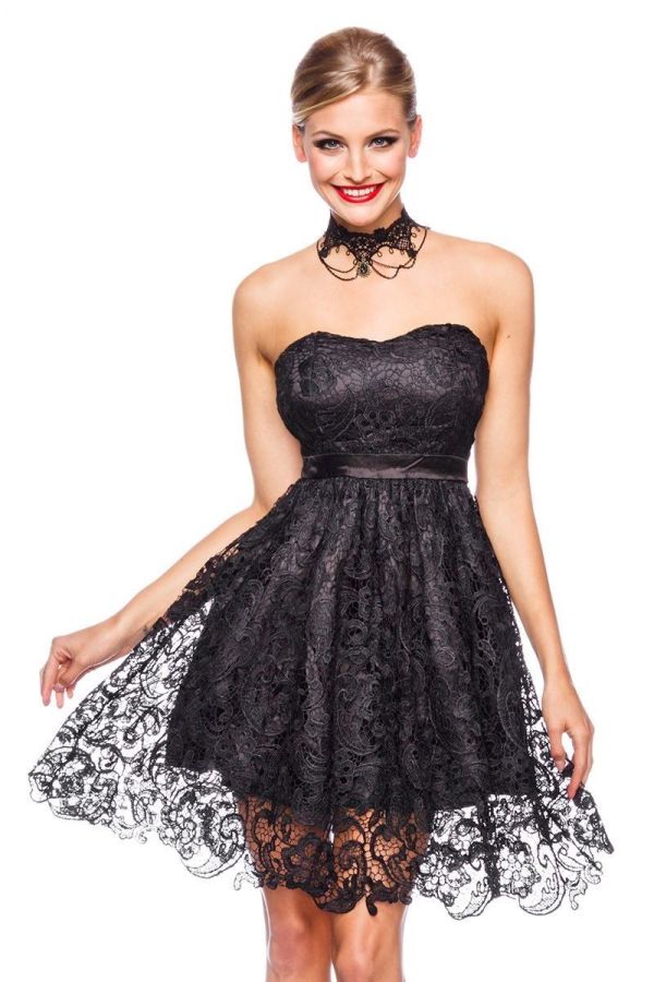 DRESS EVENING LACE STRAPLESS LACE BLACK AT1413537