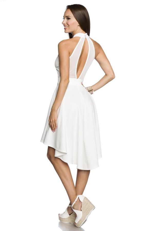 Φόρεμα Αμάνικο Ασύμμετρο Ντεκολτέ Διαφάνεια Άσπρο DAT1660015