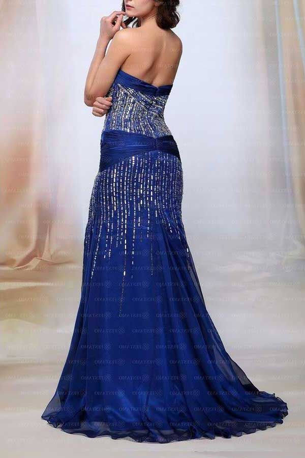 Φόρεμα Επίσημο Celebrity Μακρύ Πέτρες Μπλε
