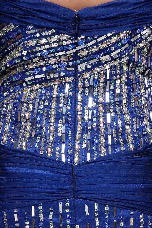 Φόρεμα Επίσημο Celebrity Μακρύ Πέτρες Μπλε