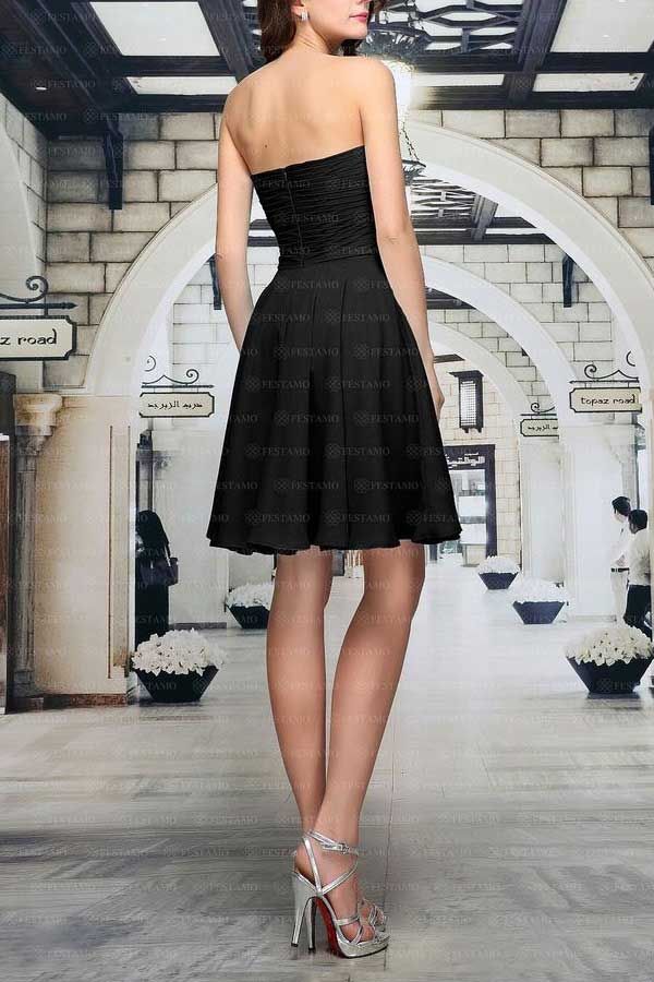 Φόρεμα Επίσημο Βραδινό Στράπλες Πέτρες Μαύρο