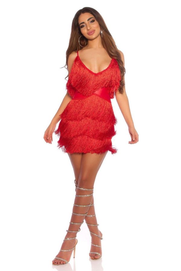 Dress Fringes Sexy Sleeveless Red ISDK202527