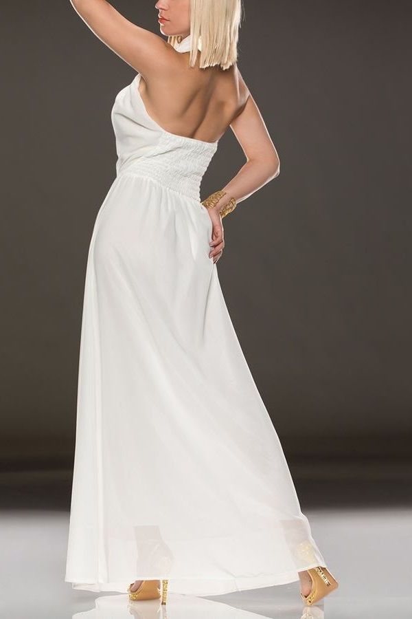 φόρεμα μακρύ χιαστί άσπρο.