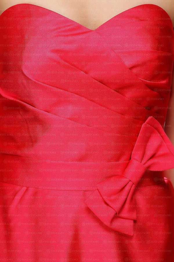 Φόρεμα Μακρύ Επίσημο Στράπλες Σατέν Κόκκινο