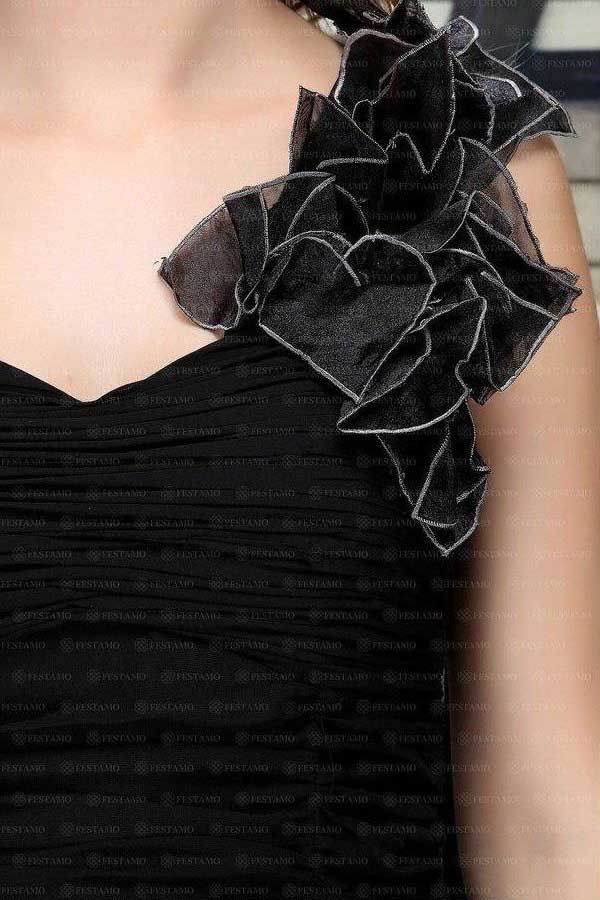 Φόρεμα Μακρύ Επίσημο Ασύμμετρο Λουλούδι Μαύρο