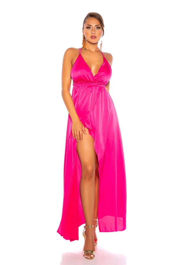 Φόρεμα Μακρύ Αέρινο Σέξι Φούξια ISDK101871