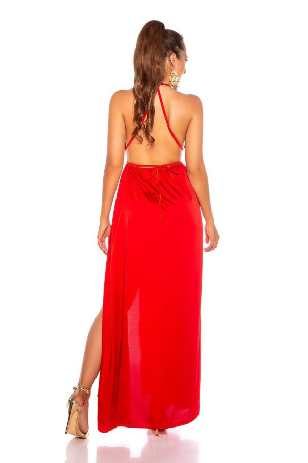 Φόρεμα Μακρύ Αέρινο Σέξι Κόκκινο ISDK101871