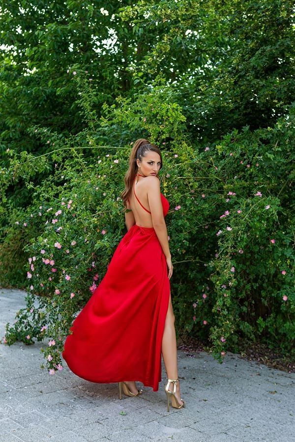 Φόρεμα Μακρύ Αέρινο Σέξι Κόκκινο ISDK101871
