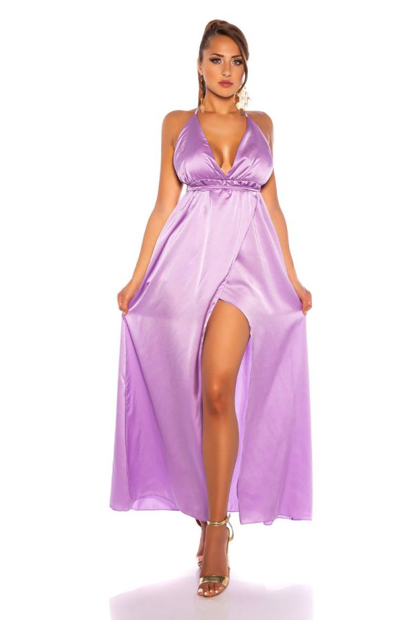 Φόρεμα Μακρύ Αέρινο Σέξι Λιλά ISDK101871