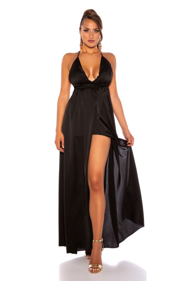 Φόρεμα Μακρύ Αέρινο Σέξι Μαύρο ISDK101871