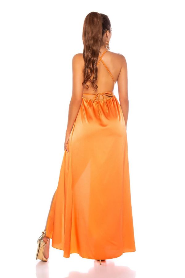 Φόρεμα Μακρύ Αέρινο Σέξι Πορτοκαλί ISDK101871