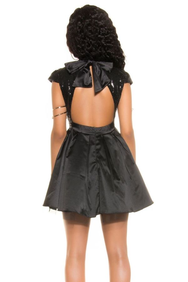 Φόρεμα Κοκτέιλ Παγιέτες Μαύρο ISDK190715
