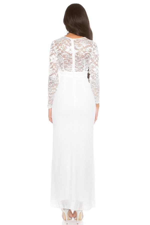 dress maxi formal long sleeves lace white.