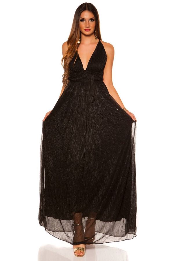 Φόρεμα Μάξι Επίσημο Αμάνικο Μαύρο ISDK2009663