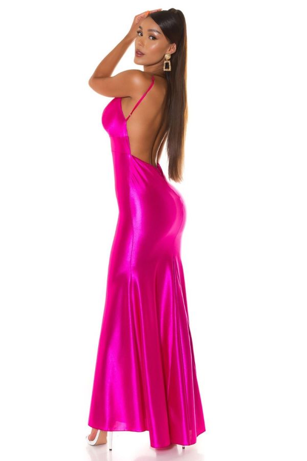 Dress Maxi Sexy Evening Satin Pink