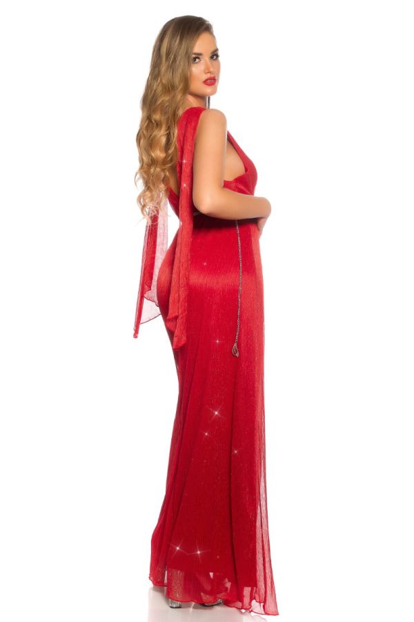 Φόρεμα Μακρύ Red Carpet Greek Goddess Κόκκινο ISDK200944